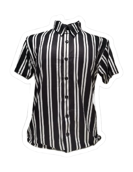 Camisa de botones rayas blanca con negro unisex
