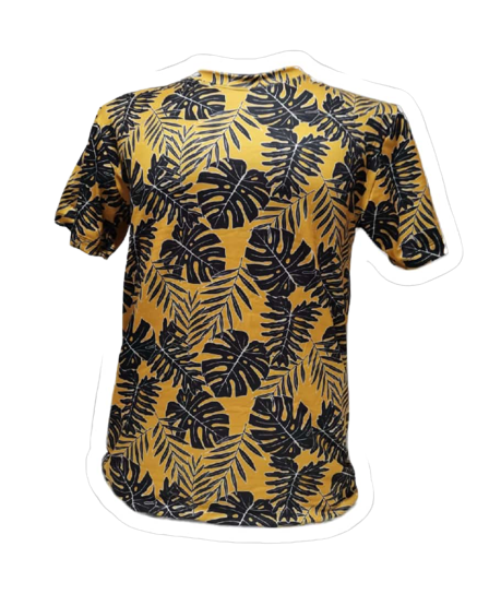Camisa color mostaza de hoja de palmera unisex